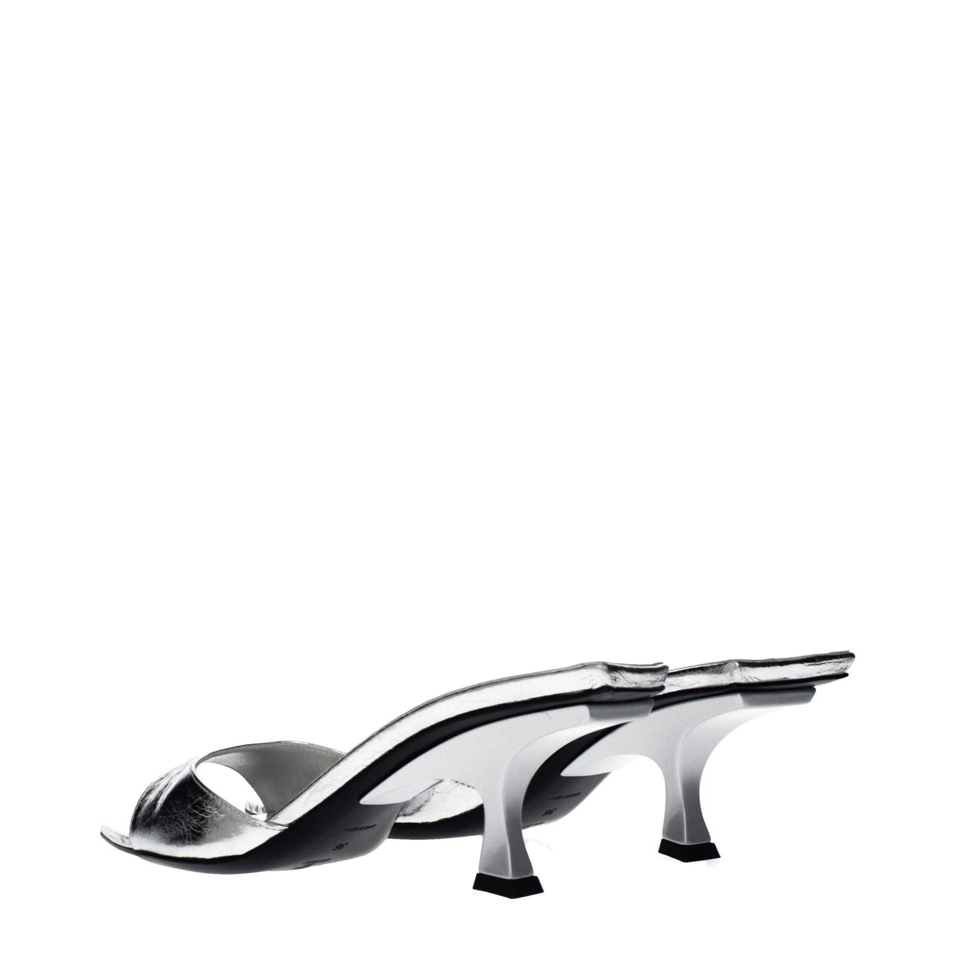 The Attico Gray Leather Flat Sandals