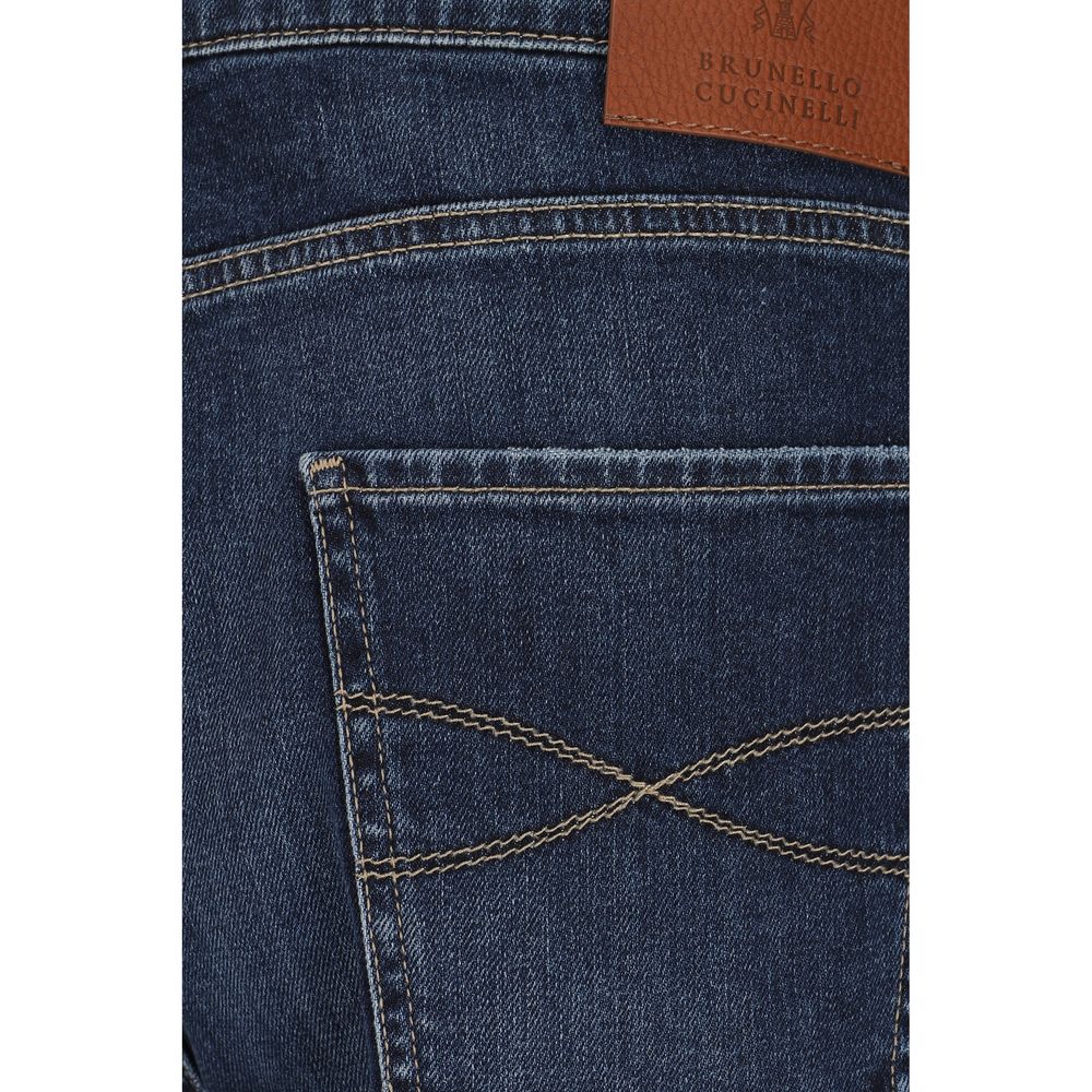 Brunello Cucinelli Blue Cotton Straight-Leg Jeans