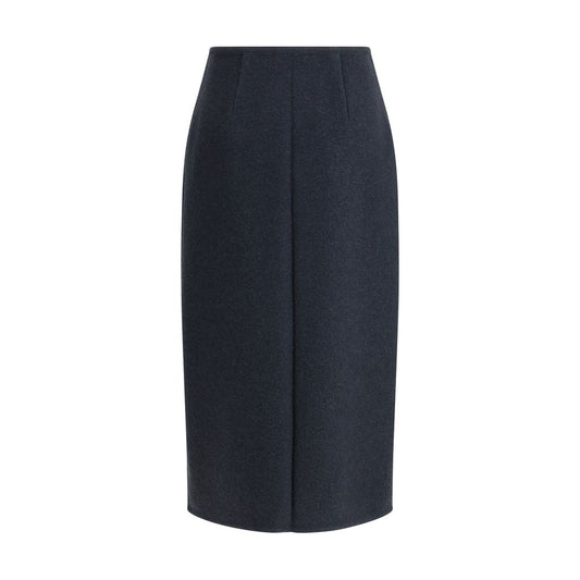 RIER Blue Fleece Wool Midi Skirt