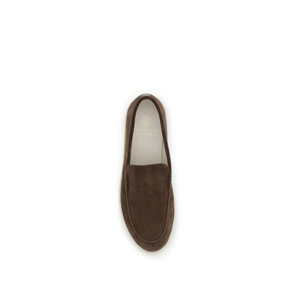 Brunello Cucinelli Brown Calf Leather Bos Taurus Slip-On Loafers - Qutton