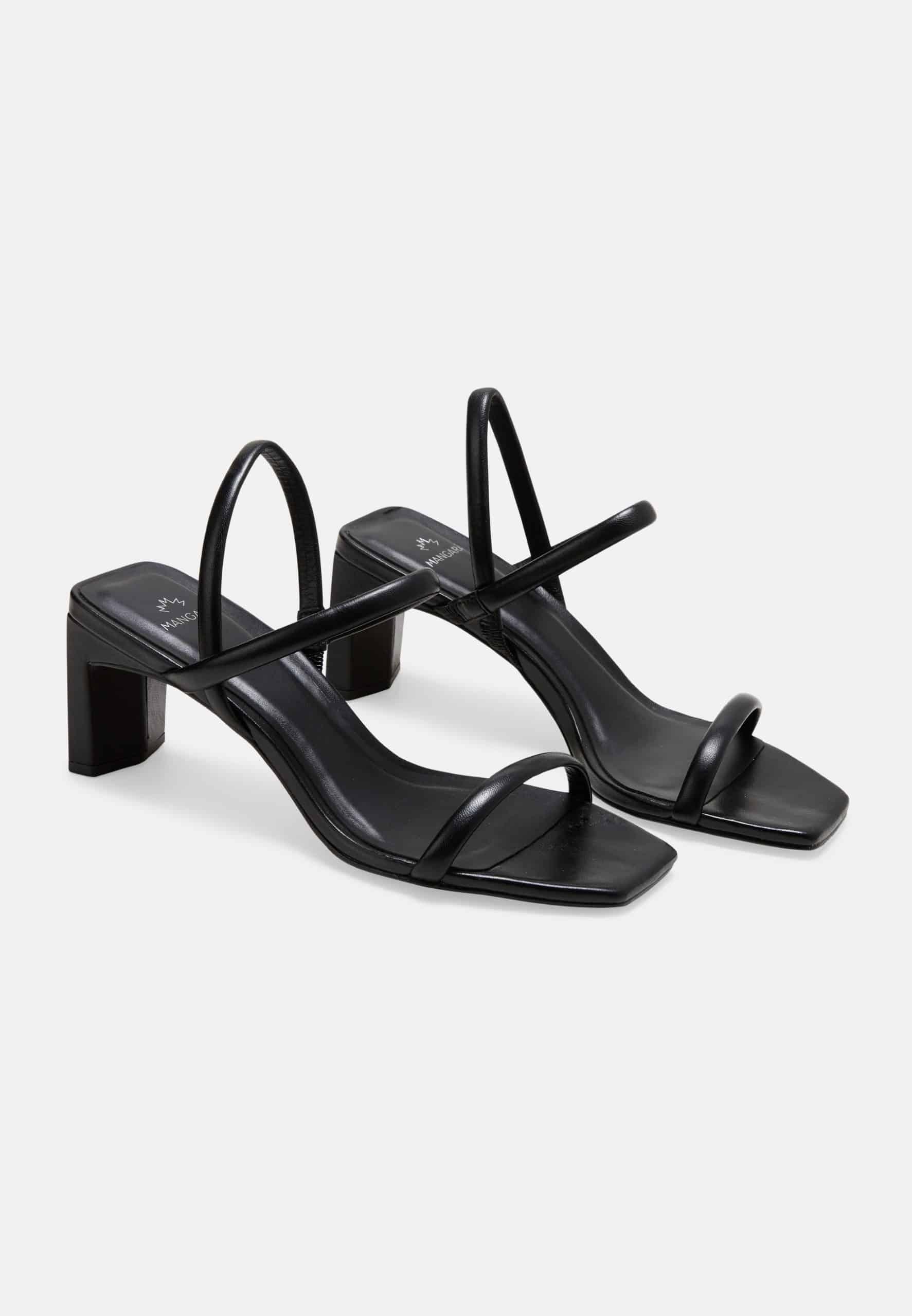 Mangará Atelier Black Calf Leather Sandals CortiçA – Women’S 9 Cm High Heel With Ankle Strap