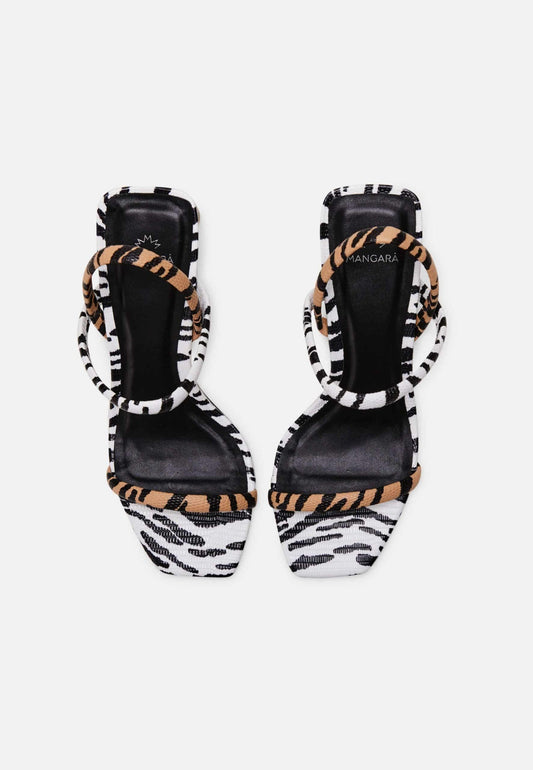 Mangará Atelier Animal Print Calf Leather Sandals – Women’S 6.5 Cm Block Heel Open Toe