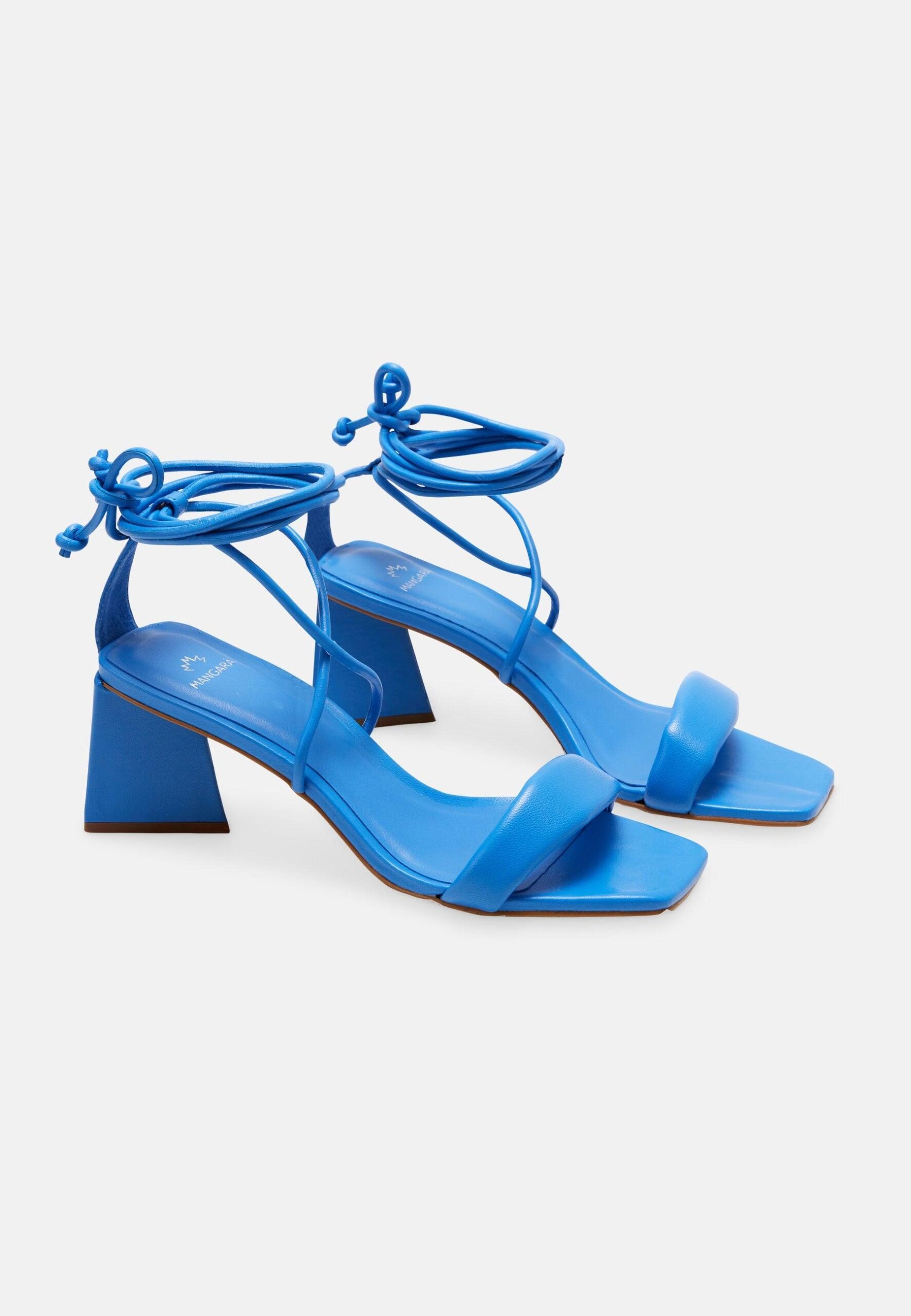 Mangará Atelier Blue Calf Leather Sandals CaúNa – Women’S Strappy 6.5 Cm Block Heel Wrap Design