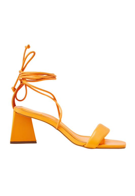Mangará Atelier Orange Calf Leather Sandals CaúNa – Women’S Strappy 6.5 Cm Block Heel Wrap Design