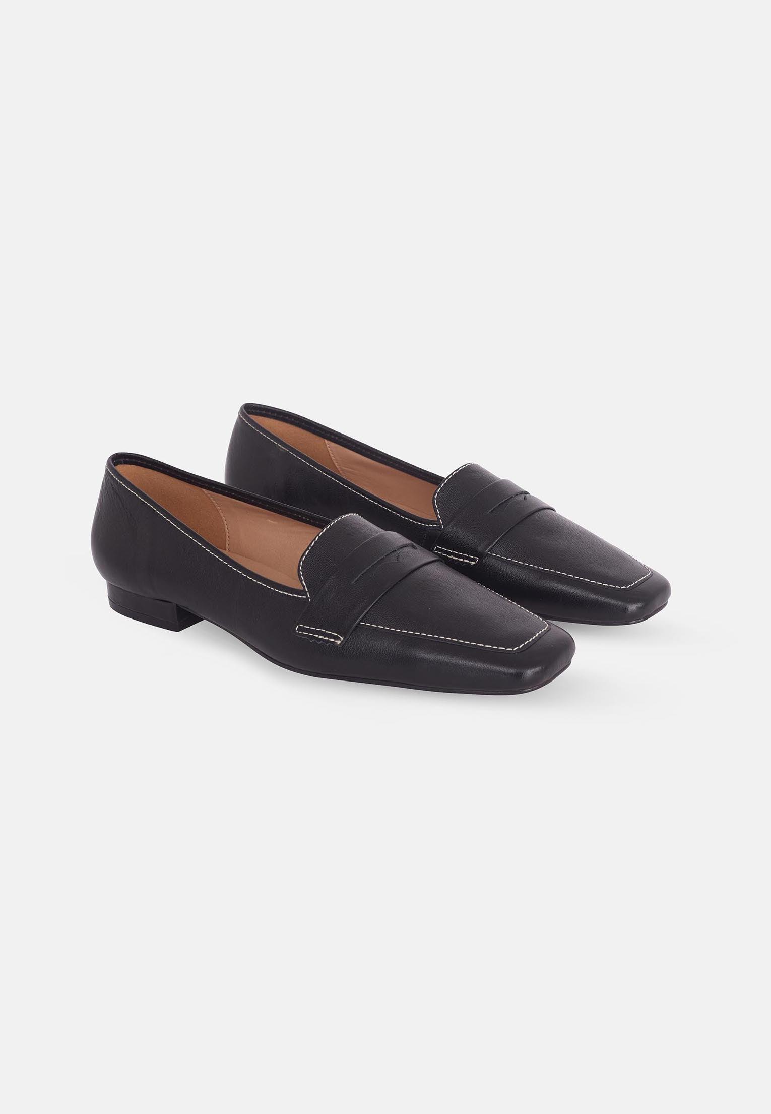 Mangará Atelier Black Leather Flats Cipó – Women’S Square-Toe Loafers