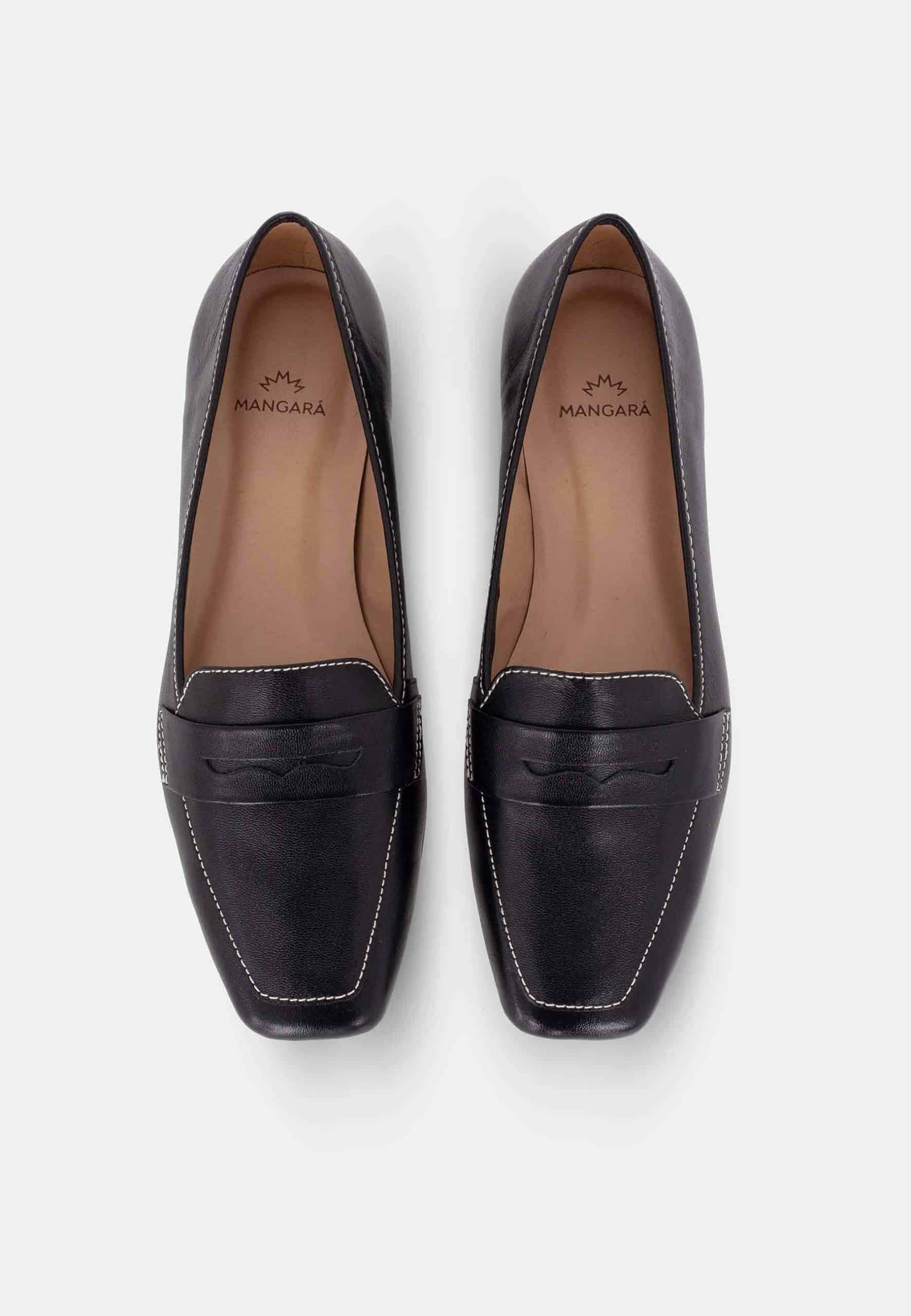 Mangará Atelier Black Leather Flats Cipó – Women’S Square-Toe Loafers