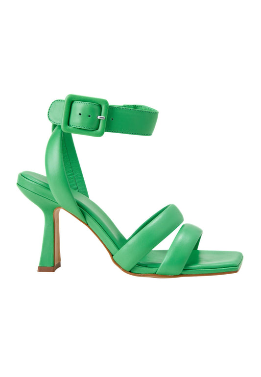 Mangará Atelier Green Calf Leather Sandals Uvaia – Women’S 8 Cm Sculpted Heel With Ankle Strap