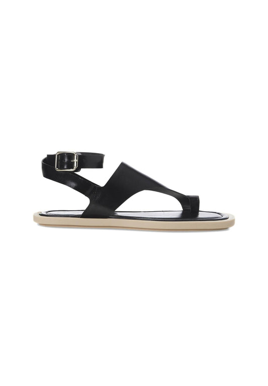 Mangará Atelier Black Leather Toe-Ring Sandals – Handmade Women’S Flat Sandals