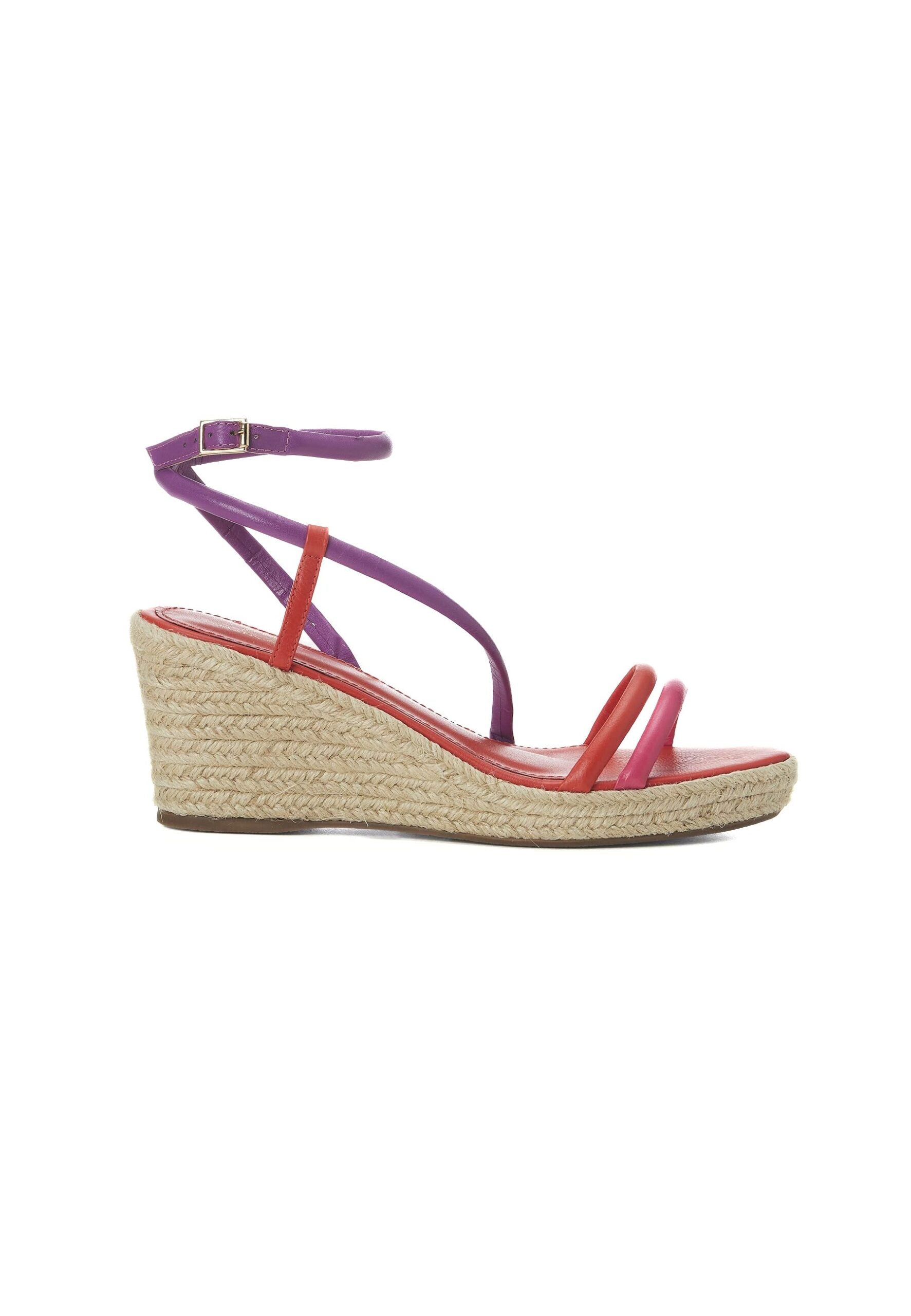 Mangará Atelier Pink Leather Espadrille Wedges Romã – Women’S Jute Platform Sandals