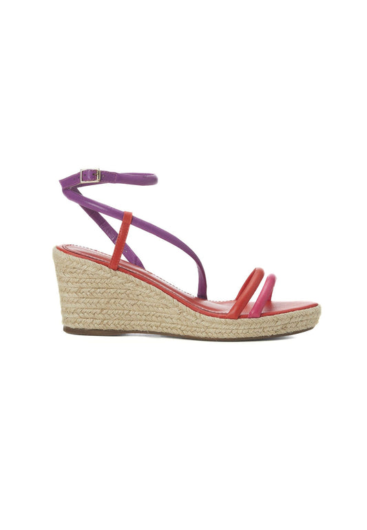 Mangará Atelier Pink Leather Espadrille Wedges Romã – Women’S Jute Platform Sandals