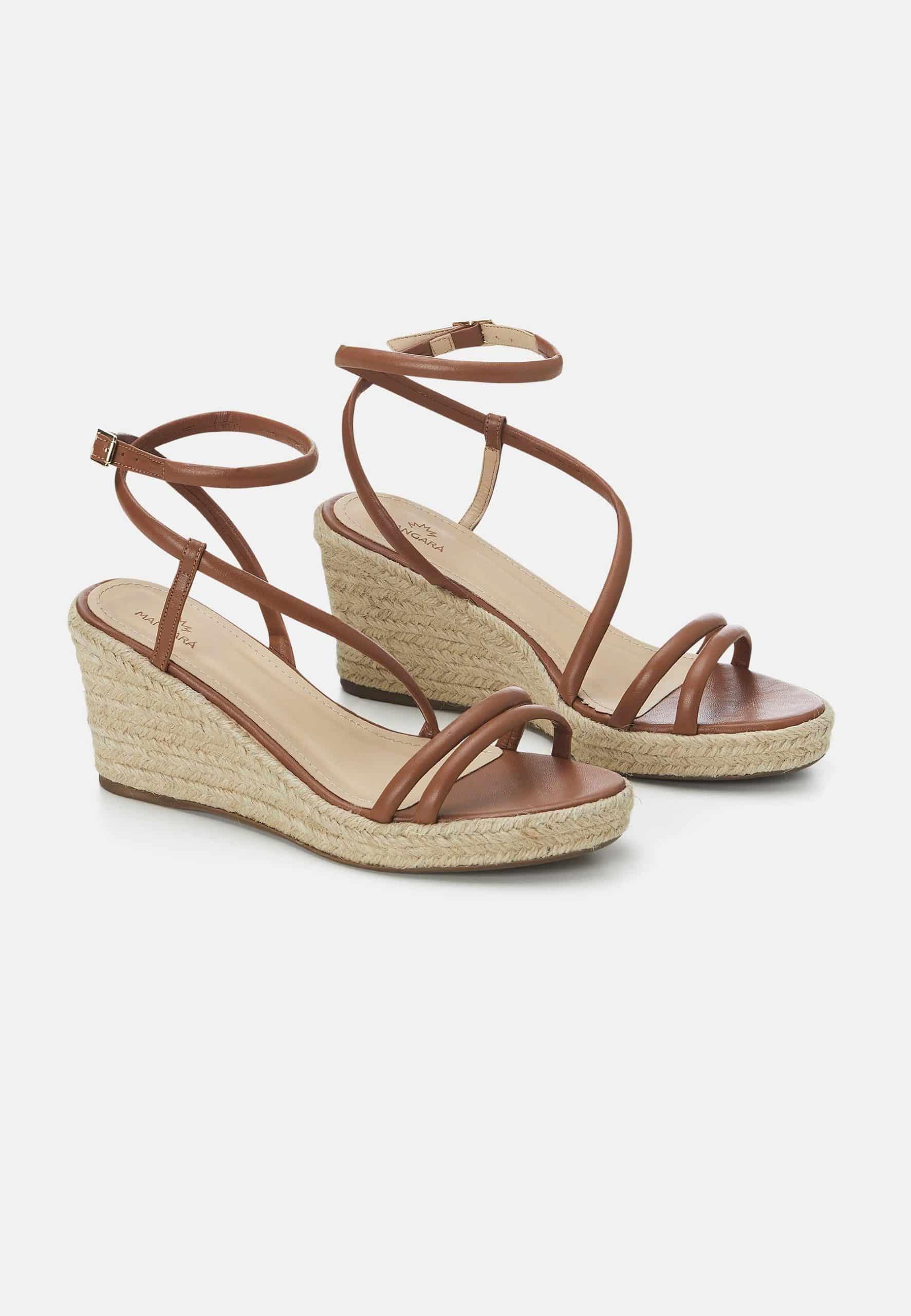 Mangará Atelier Brown Leather Espadrille Wedges Romã – Women’S Jute Platform Sandals