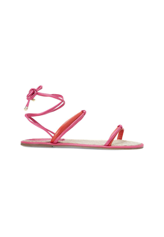 Mangará Atelier Pink Leather Lace-Up Sandals – Handcrafted With Natural Raffia Insole