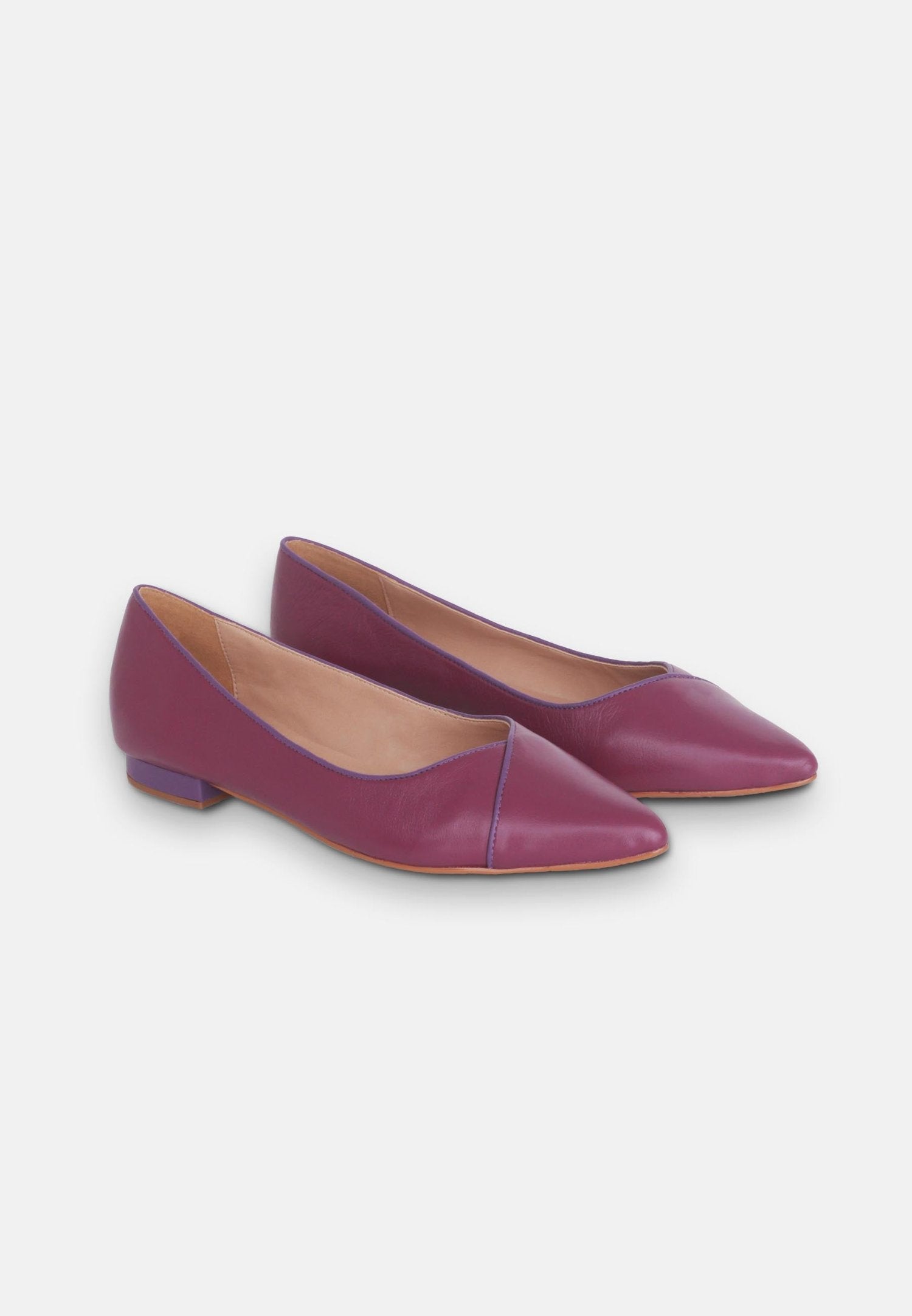 Mangará Atelier Purple Leather Ballerinas – Elegant Women’S Flat Shoes With Low Heel