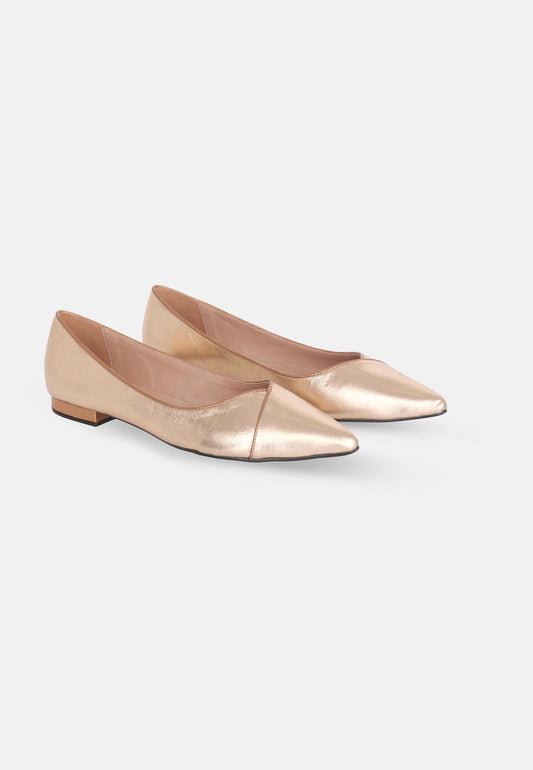Mangará Atelier Gold Leather Ballerinas – Elegant Women’S Flat Shoes With Low Heel