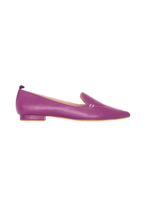 Mangará Atelier Purple Leather Ballerinas Butia – Women’S Pointed-Toe Flat Shoes