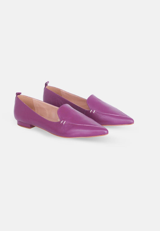 Mangará Atelier Purple Leather Ballerinas Butia – Women’S Pointed-Toe Flat Shoes