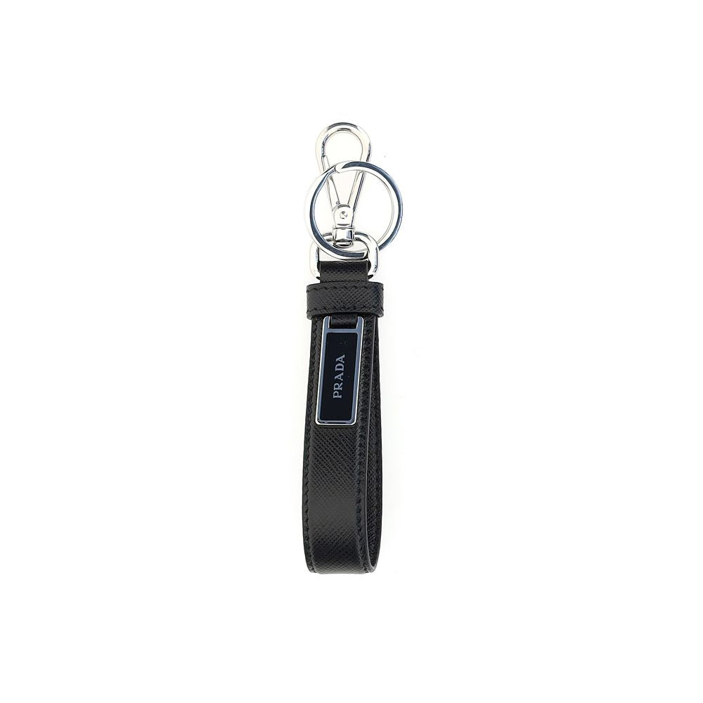Prada Black Stainless Steel Keychain