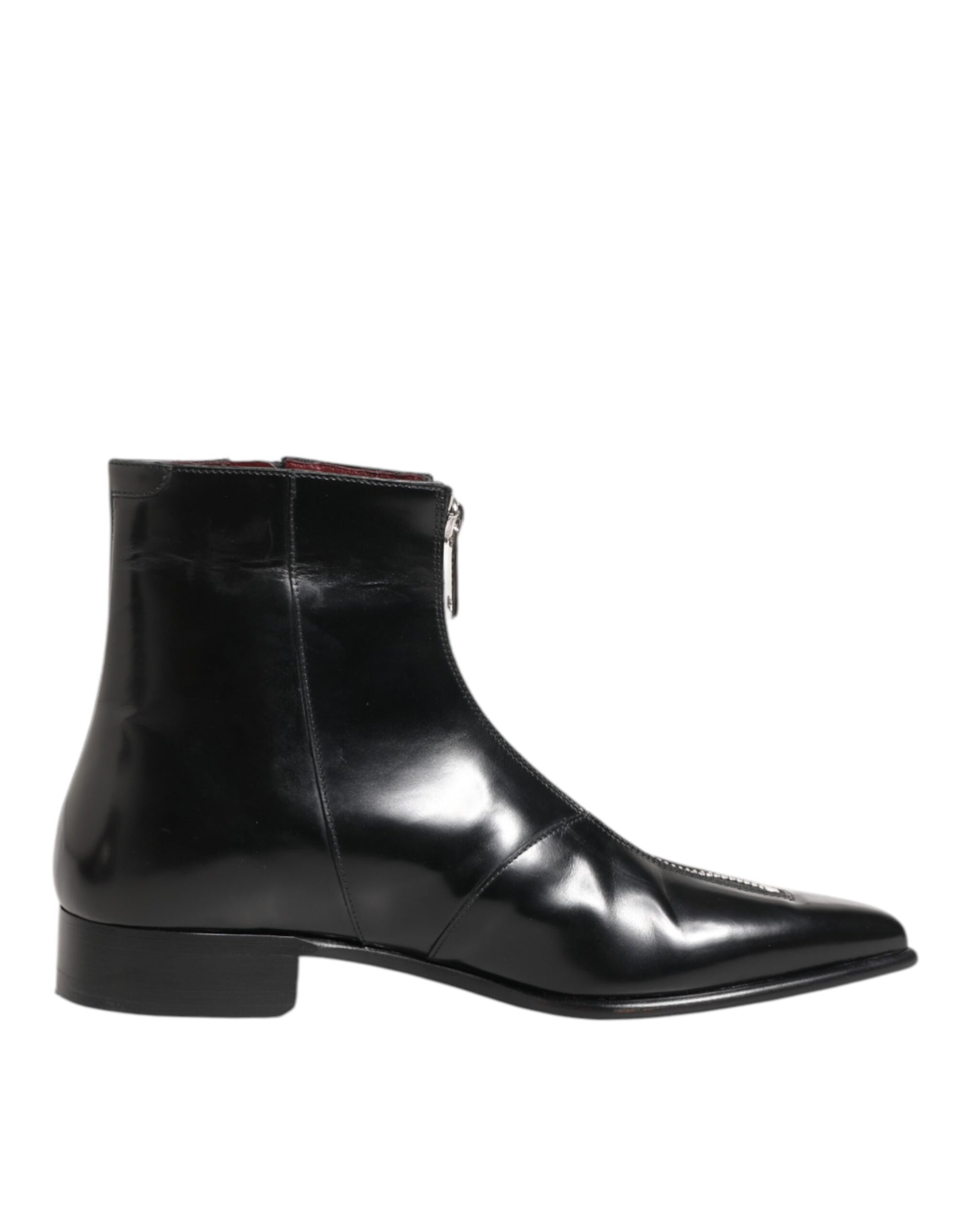 Dolce & Gabbana Black Leather Chelsea Short Ankle Boots Shoes