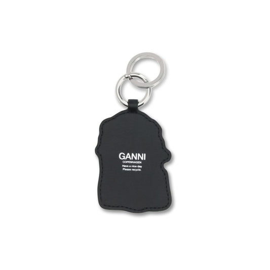 Ganni White Recycled Leather Keychain