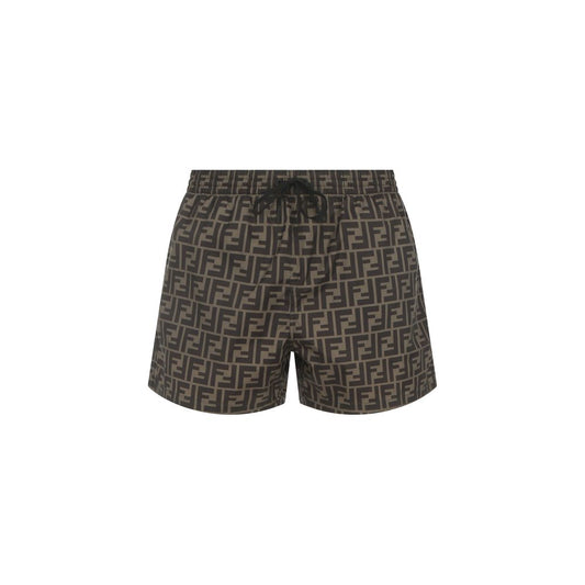 Fendi Brown Polyester Swim Shorts