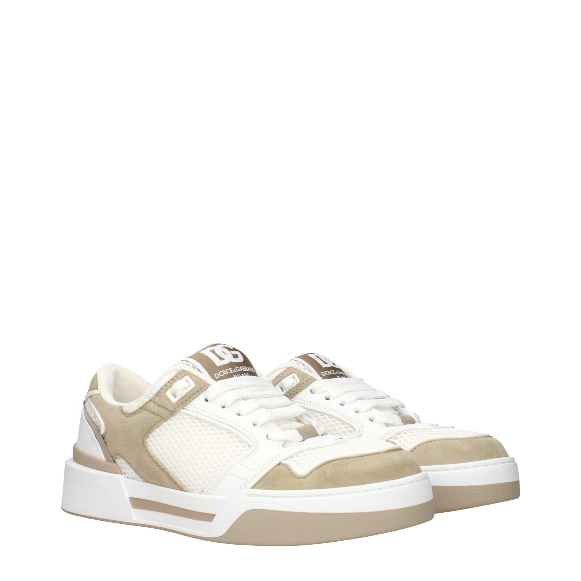 Dolce & Gabbana White Fabric Low Top Sneakers