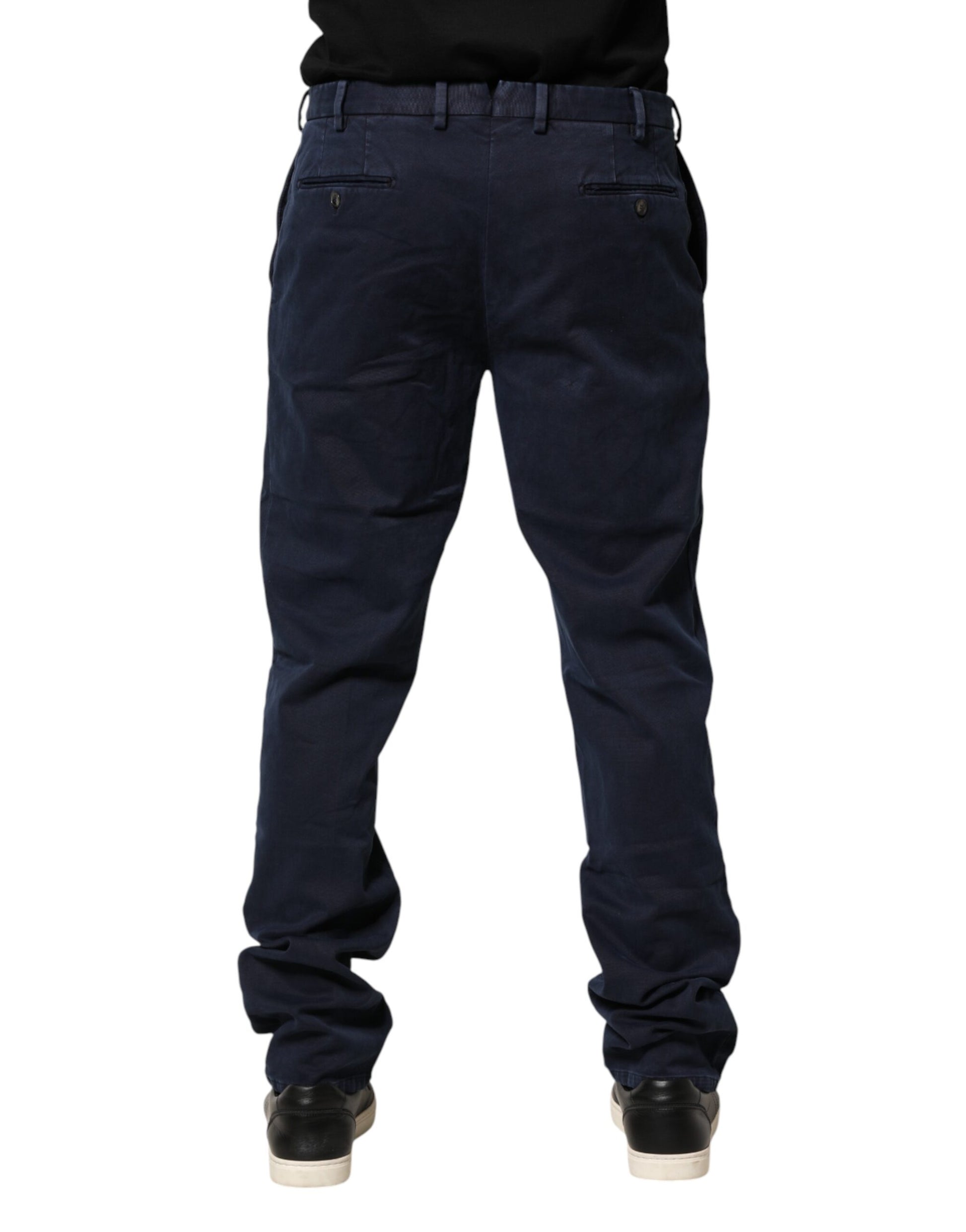Santaniello Dark Blue Mid Waist Skinny Chino Trouser Pants