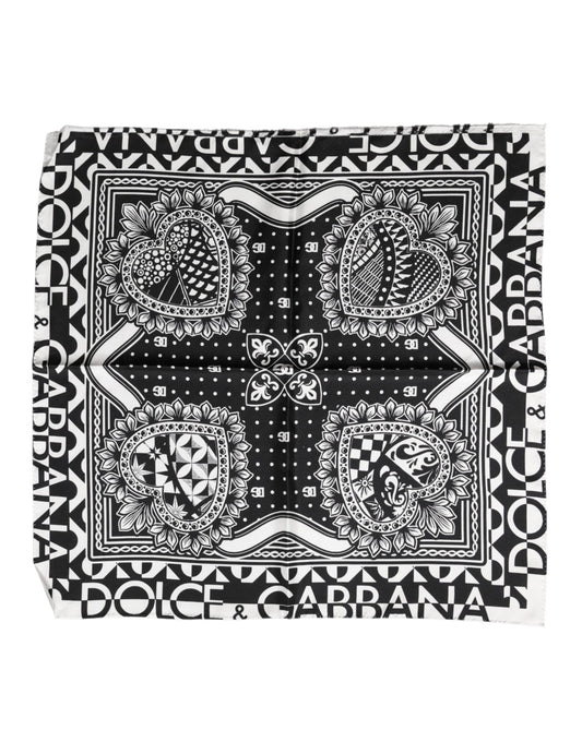 Dolce & Gabbana Black Bandana Print Silk Neck Foulard Scarf - Qutton