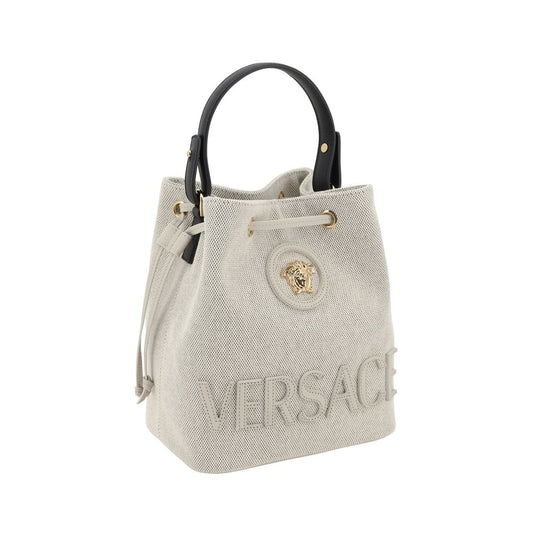 Versace White Fabric Backet Bag