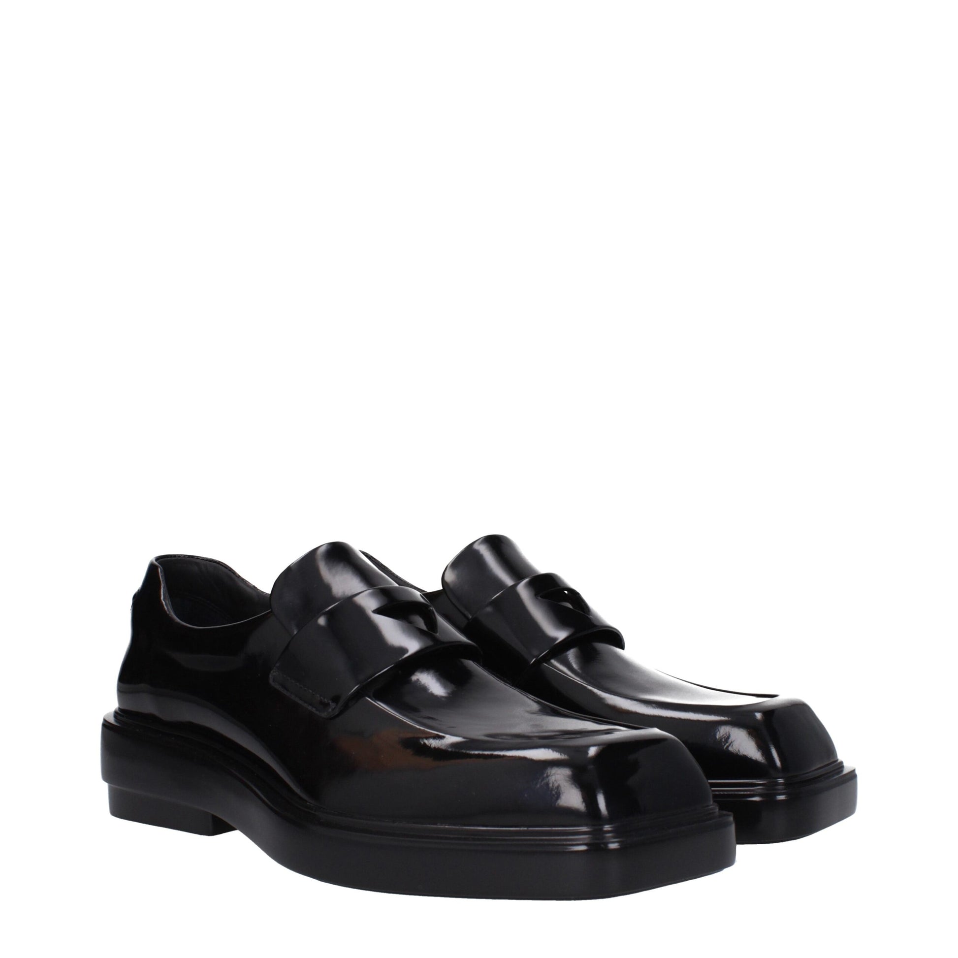Prada Black Leather Slip-On Loafers
