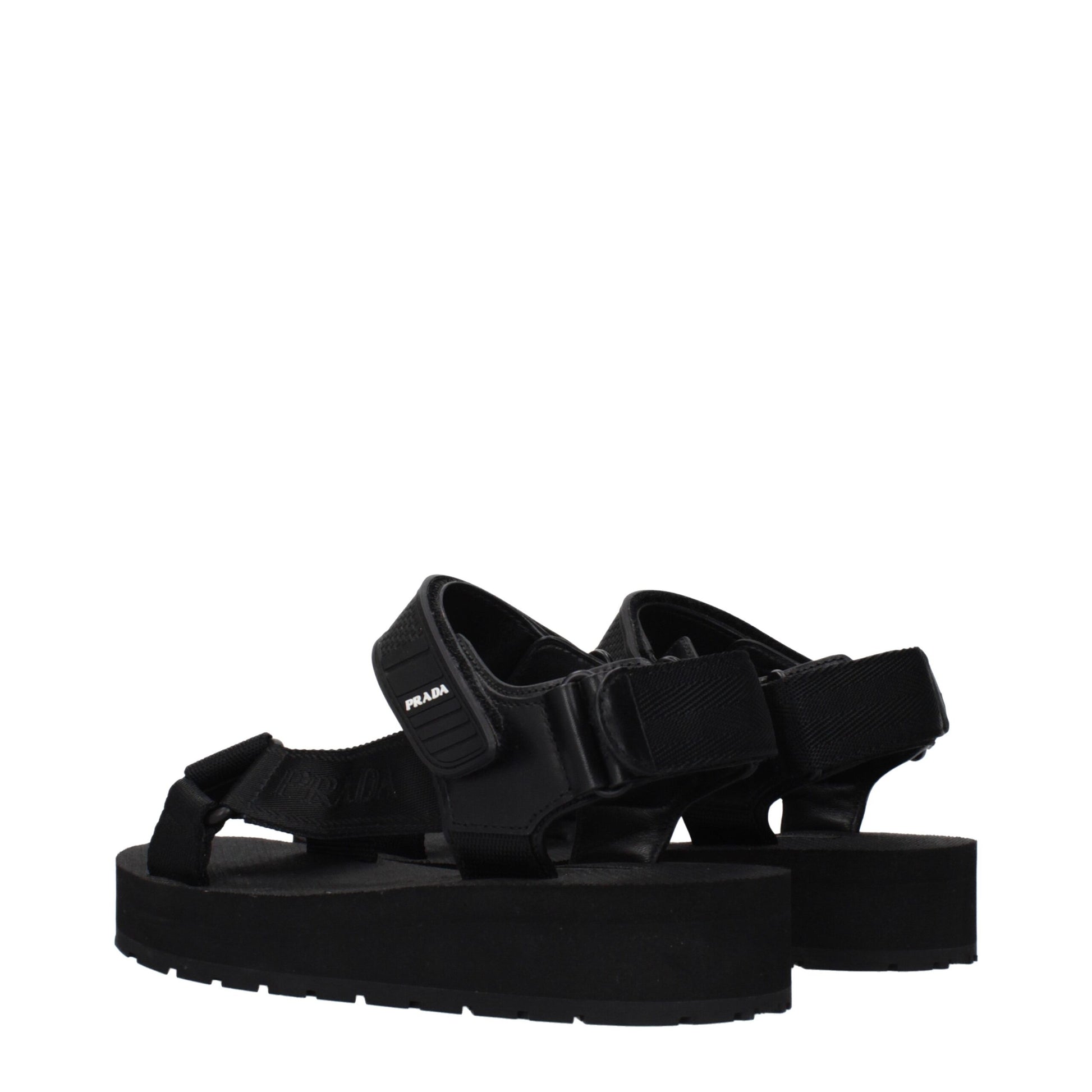 Prada Black Fabric Sandals