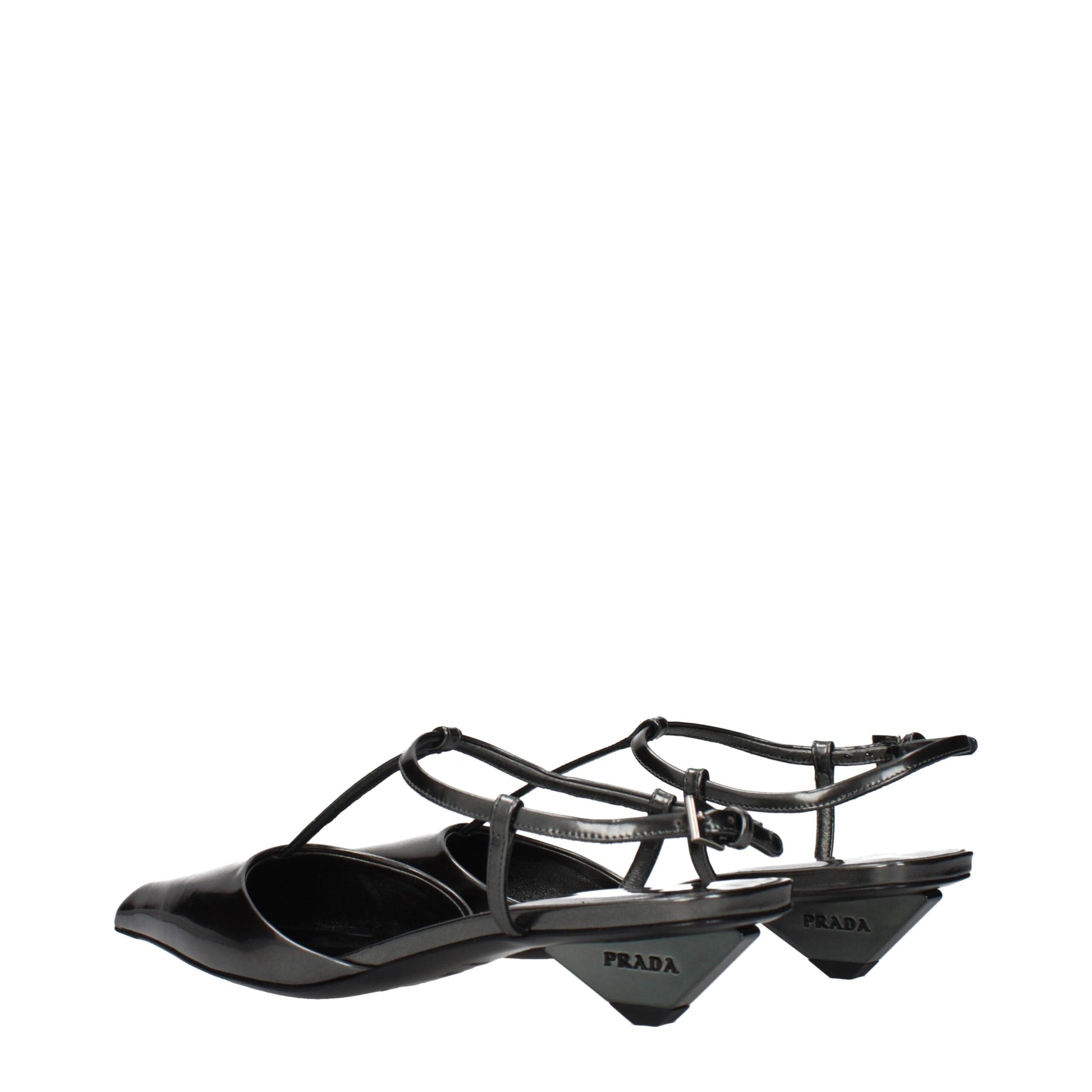 Prada Gray Leather Sandals