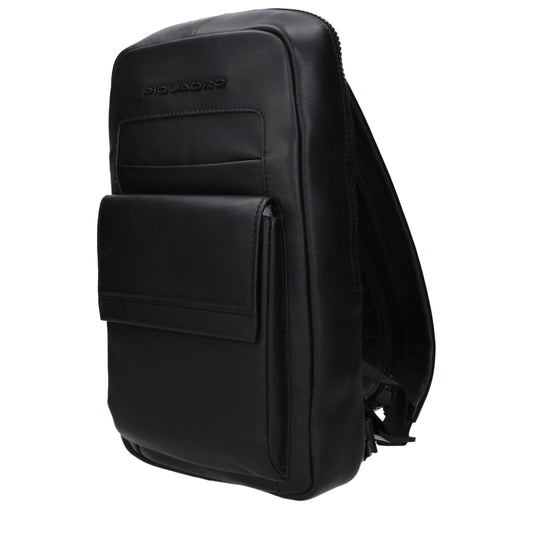 Piquadro Black Leather Backpack