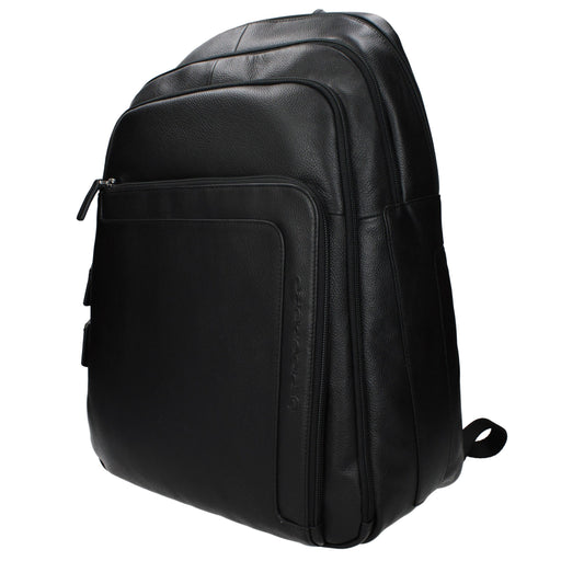 Piquadro Black Leather Backpack