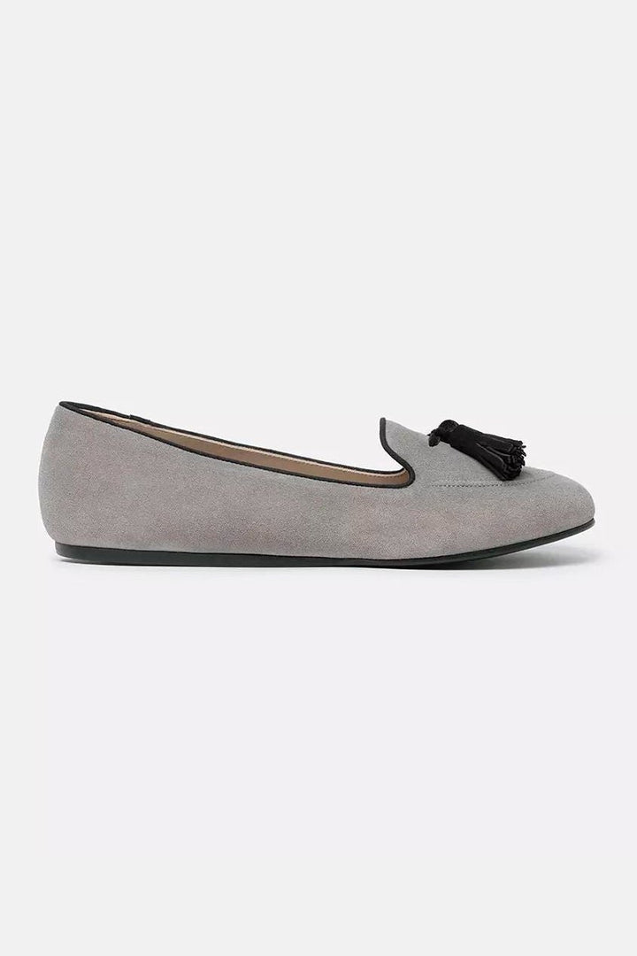 Charles Philip Gray Leather Flat Shoe