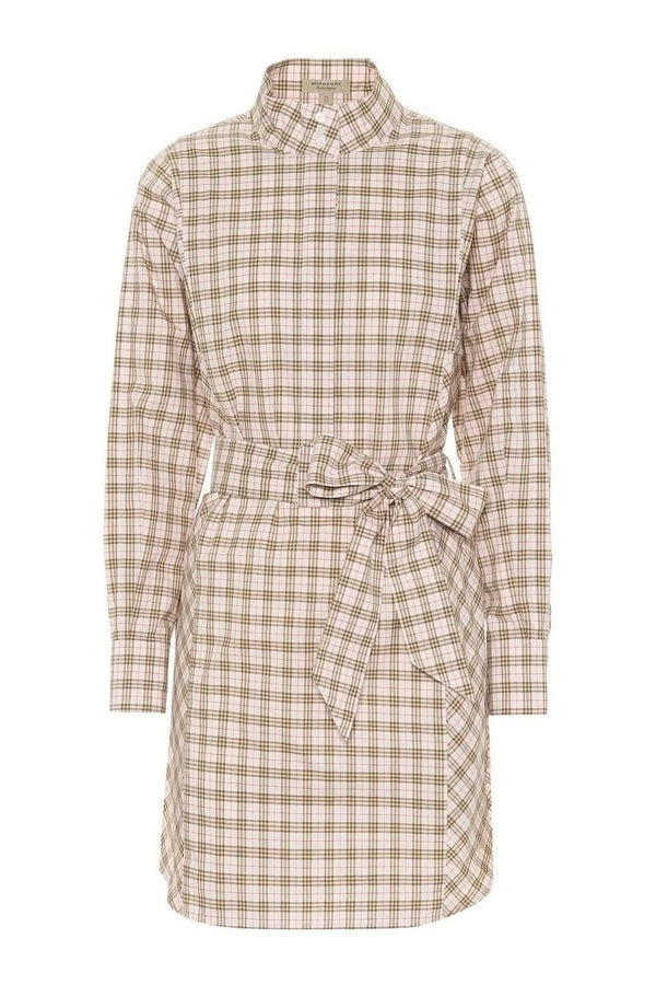 Burberry Iconic Check Cotton Shirt Dress in Sweet Pink